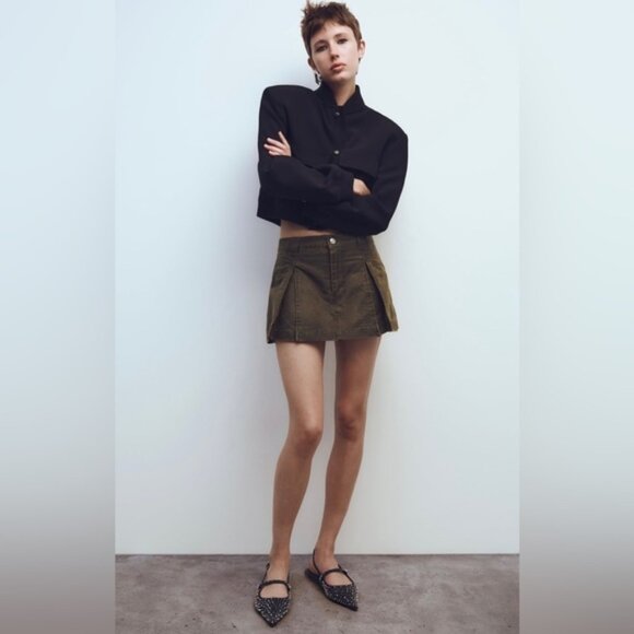 Zara brown waxed skort size XS - Picture 1 of 10